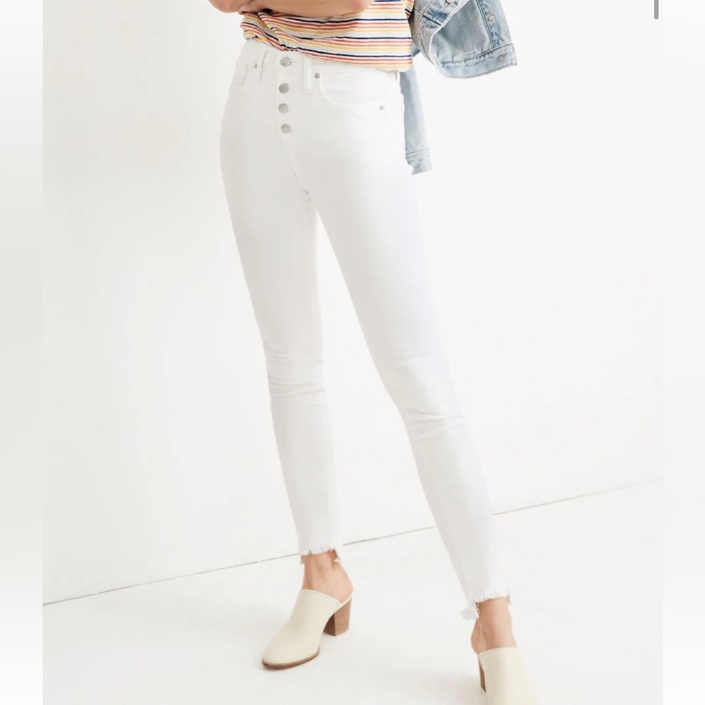 Madewell White High Rise Skinny Button Up Skinny Jeans